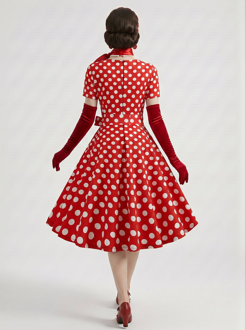 1950s Vintage Retro Rockabilly Outfits Swing Dress Flare Fancy Dress Tea-Length Polka dots Square Collar Evening Bachelorette Party for Women