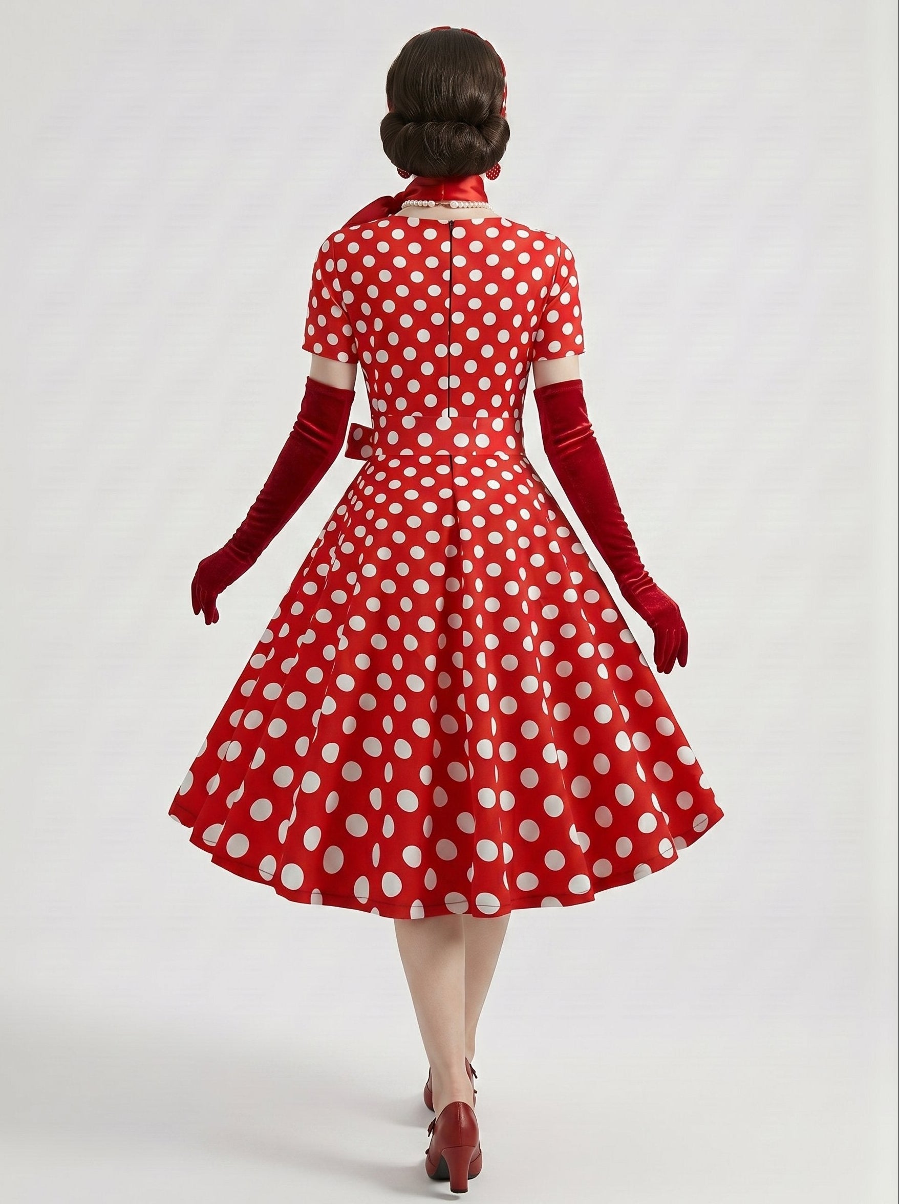 1950s Vintage Retro Rockabilly Outfits Swing Dress Flare Fancy Dress Tea-Length Polka dots Square Collar Evening Bachelorette Party for Women