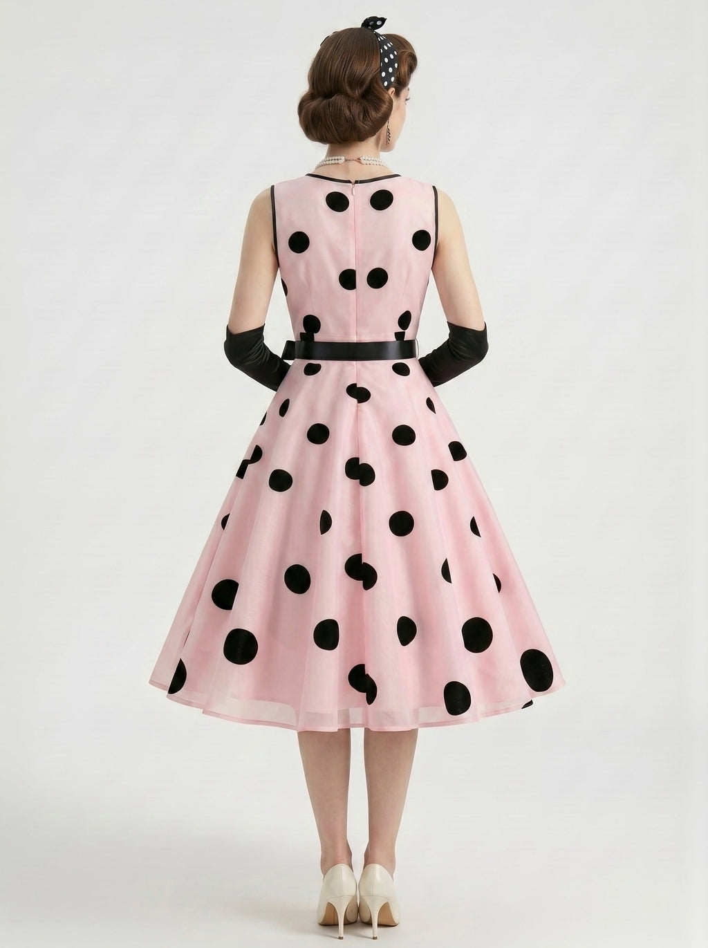 1950s Vintage Retro Outfits Swing Dress Flare Dress Fancy Dress Tea-Length Polka dots V-Neck Women's Date Party  for Women
