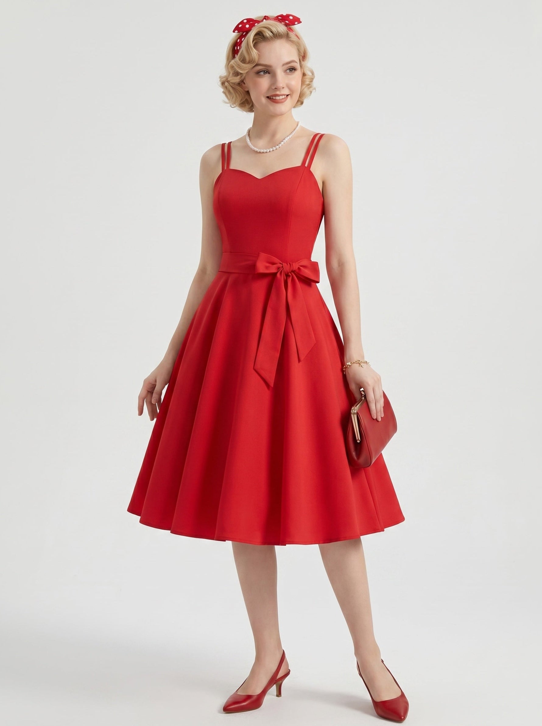 1950s Vintage Retro Outfits Petticoat Swing Dress Fit & Flare Fancy Dress Tea-Length Bowknot Sweetheart Carnival Tea Party Masquerade Music Festival for Women