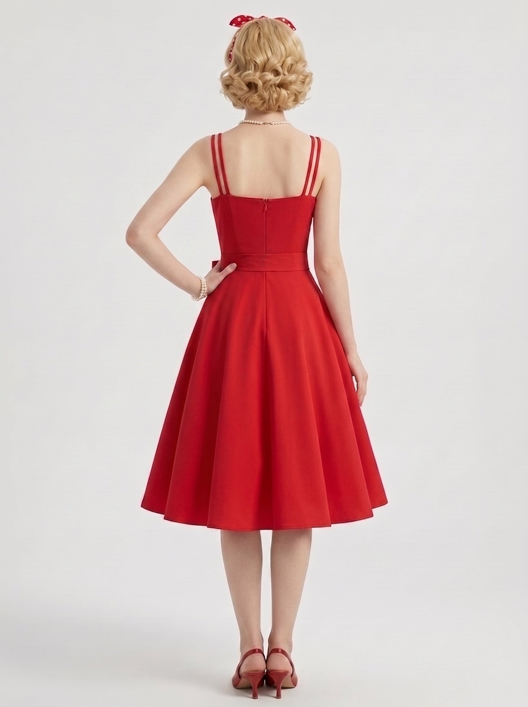 1950s Vintage Retro Outfits Petticoat Swing Dress Fit & Flare Fancy Dress Tea-Length Bowknot Sweetheart Carnival Tea Party Masquerade Music Festival for Women