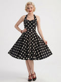 1950s Vintage Retro Swing Dress Flare Dress Knee-Length Polka dots Halter Halloween Casual Daily Carnival Bachelorette Party for Women