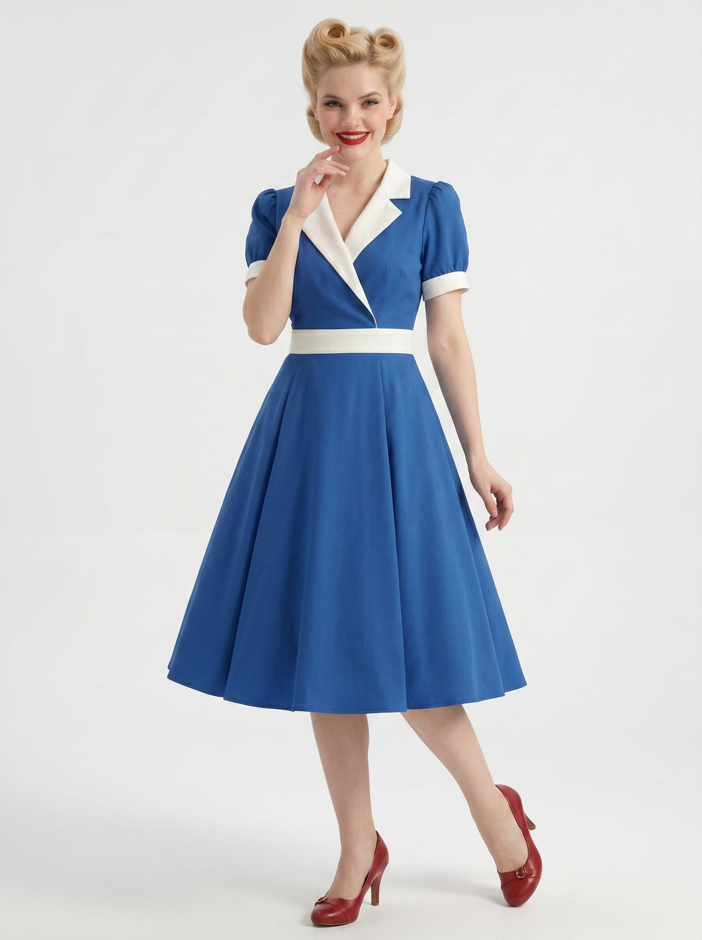 1950s Vintage Outfits Swing Dress Knee-Length V-Neck Bachelorette Party Carnival for Women