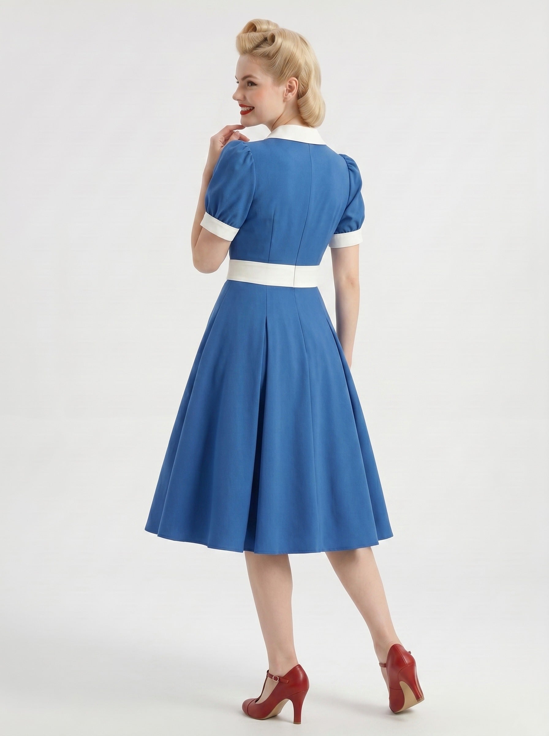 1950s Vintage Outfits Swing Dress Knee-Length V-Neck Bachelorette Party Carnival for Women
