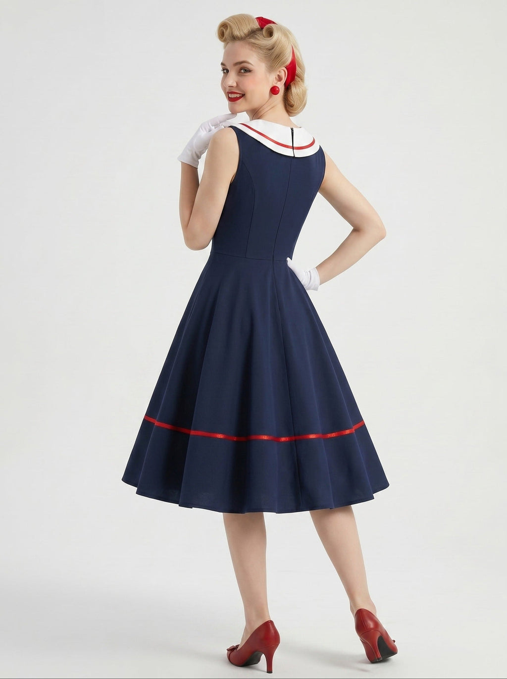 1950s Vintage Outfits Sleeveless Knee-Length V-Neck Halloween Carnival for Women