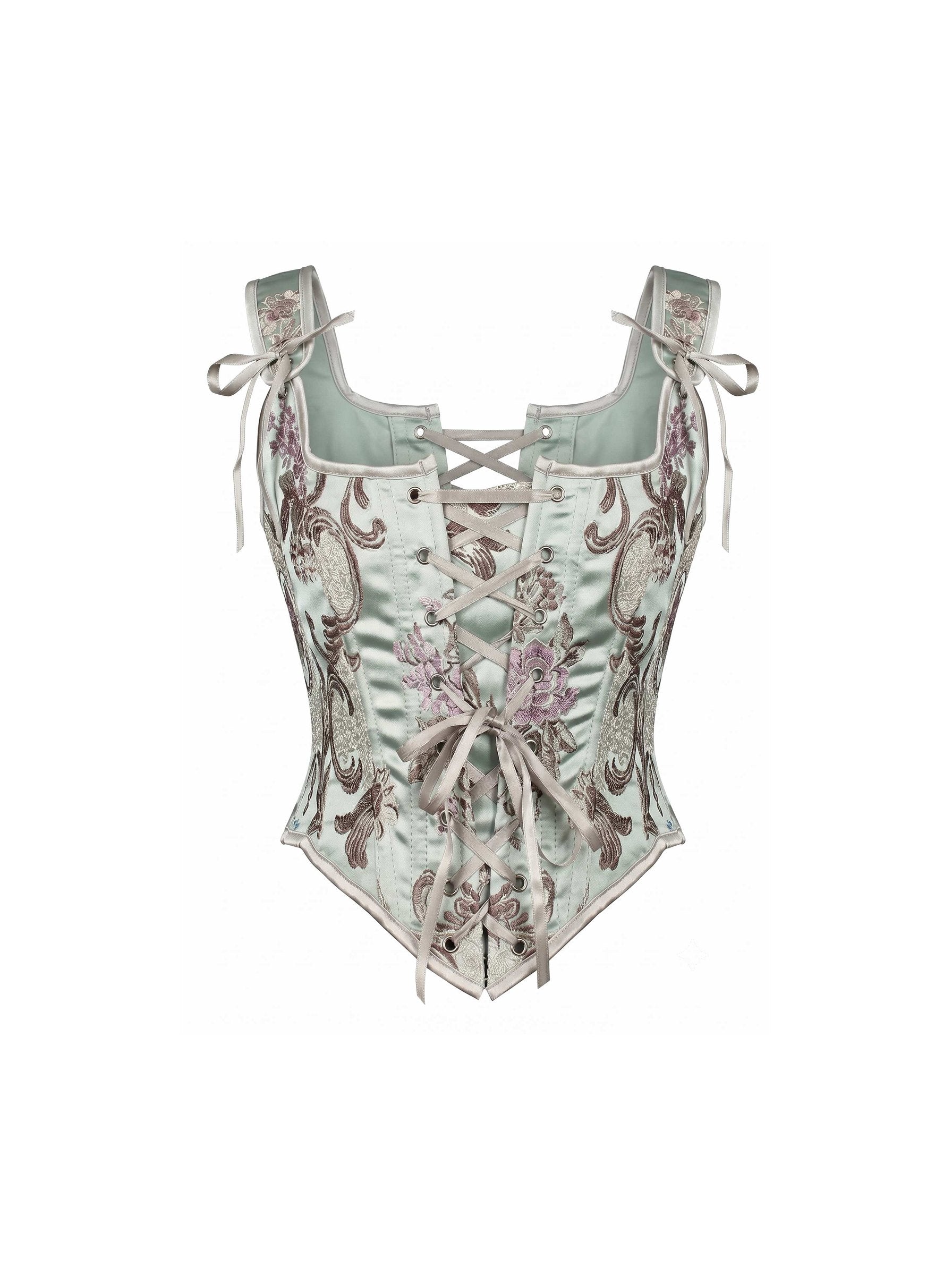 Retro Vintage Palace Boned Corset Cute Embossed Embroidery Fitted Waist-Cinching Shapewear Halloween Carnival Masquerade Casual Daily LARP