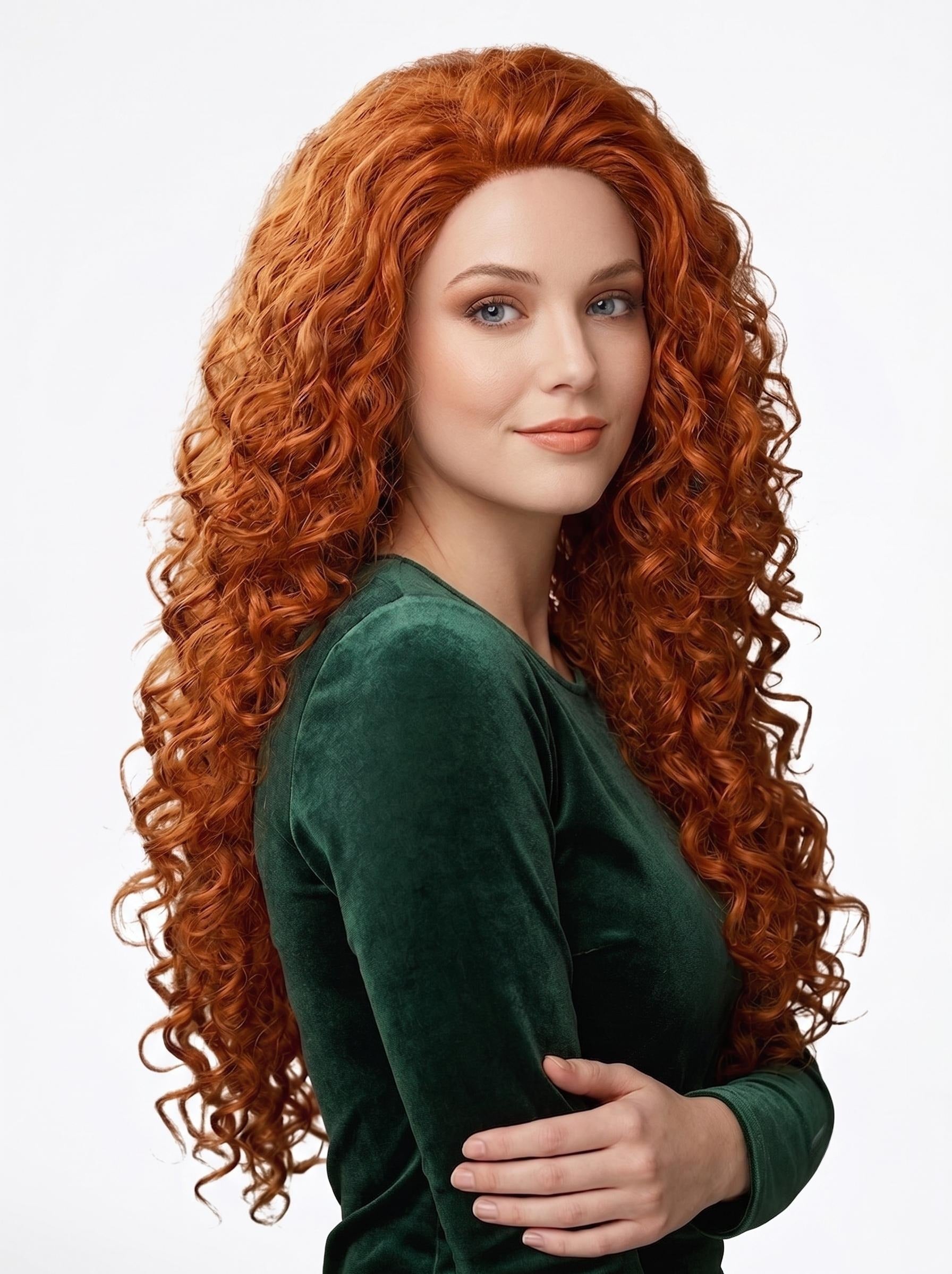Cosplay Wigs Orange Long Curly Synthetic Wig for Cosplay Carnival Masquerade Party LARP
