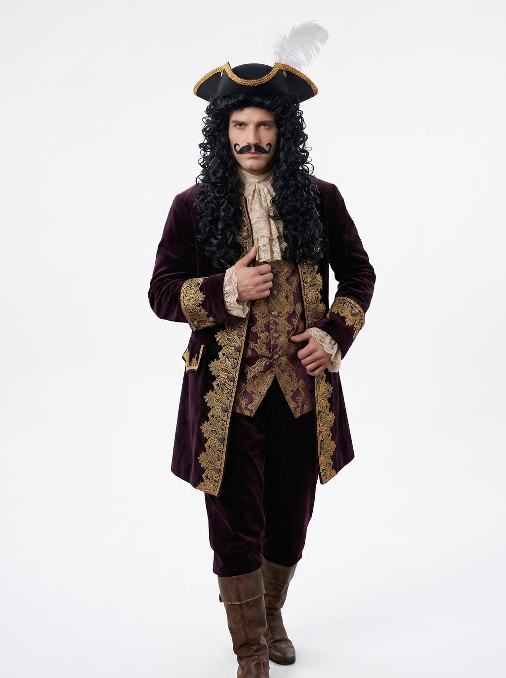 Cosplay Wigs Black Long Curly Synthetic Wig for Men Cosplay Party