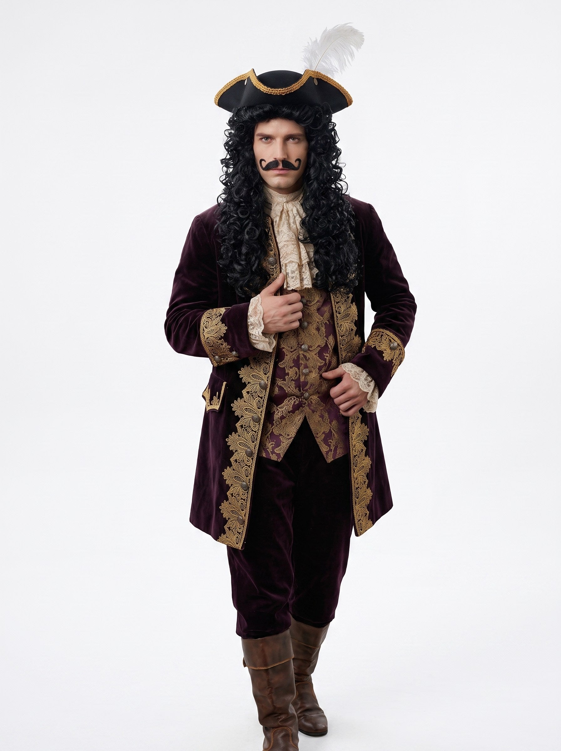 Cosplay Wigs Black Long Curly Synthetic Wig for Men Cosplay Party