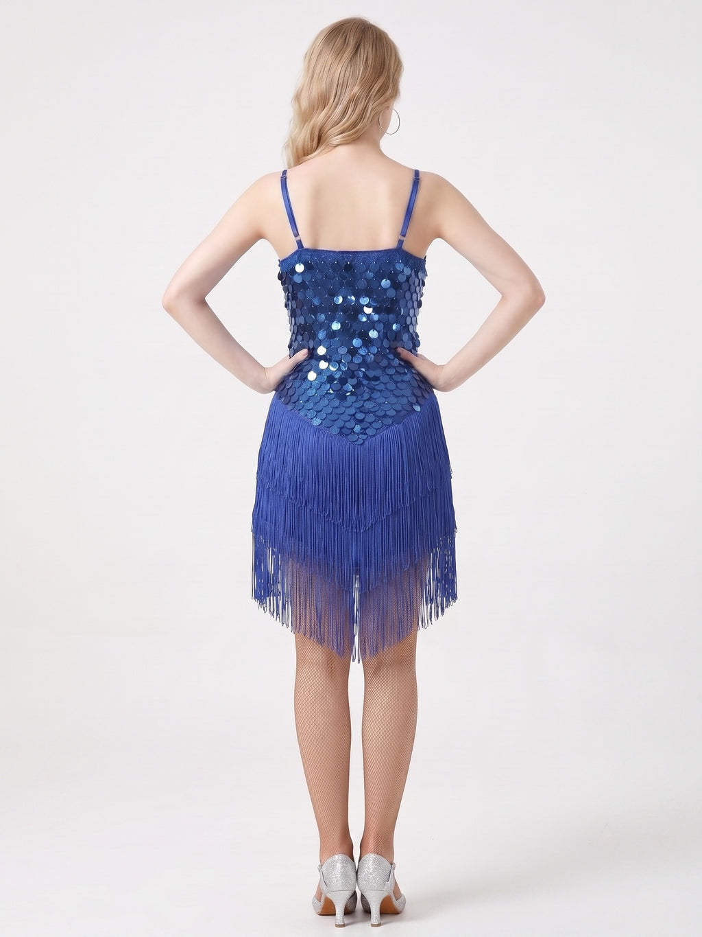 Dancewear Latin Sequins Tassel Fringe Dancewear Spaghetti Straps Stage Performance Costume