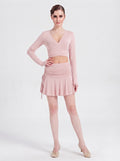 Dancewear Latin Skirts Ruffles V-Neck Solid Color Dance Dress Performance And Training Theme Party