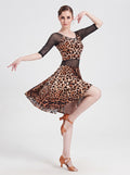 Dancewear Latin Half Sleeve Solid Splicing Scoop Training And Performance