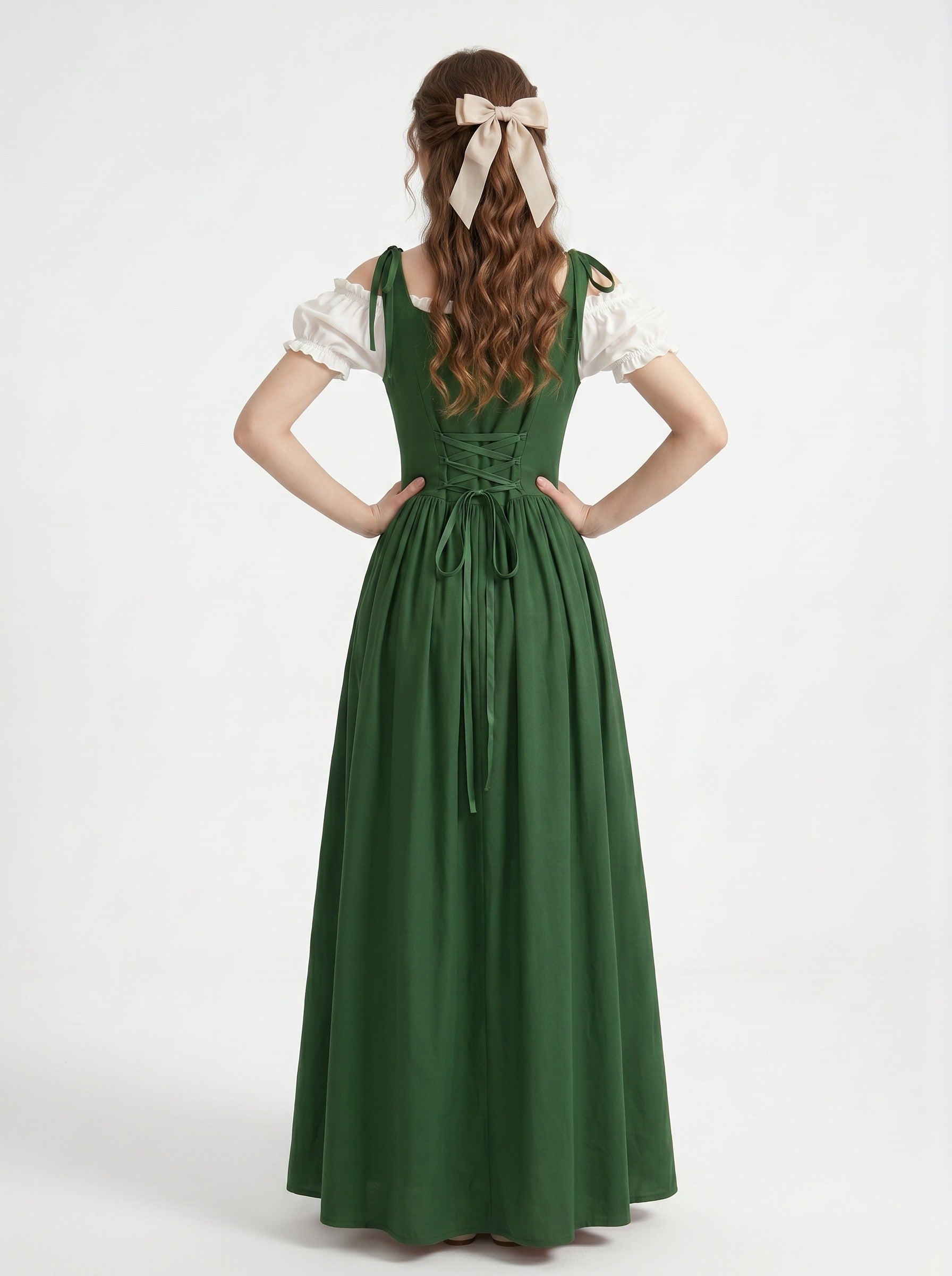 Medieval Vintage OverDress Women's Costume A-Line Ankle-Length Off-the-Shoulder Halloween Renaissance Fair