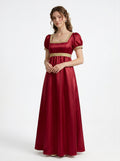 19th Century Vintage Noblewoman Regency Dresses Princess Empire Waist Ankle-Length Sash Square Collar Halloween Carnival Renaissance Fair