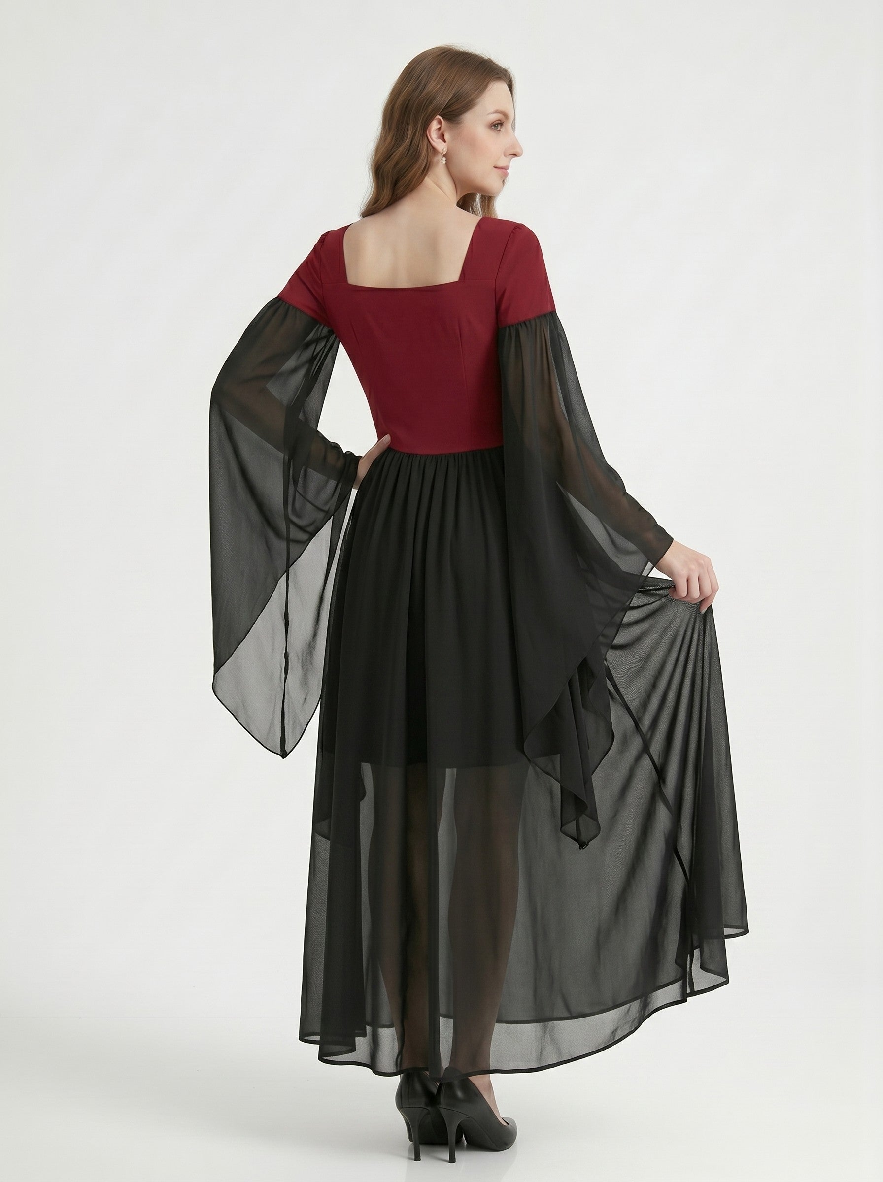 Medieval Vintage Punk & Gothic Witch Fancy Dress Tea-Length Sweetheart Steampunk Walpurgis Night Casual Daily for Women