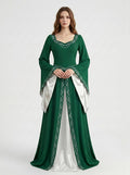 Medieval Vintage Renaissance Dress Viking Celtic Knight Fancy Dress Ankle-Length Embroidery Sweetheart Halloween Carnival Ren Faire LARP  for Women