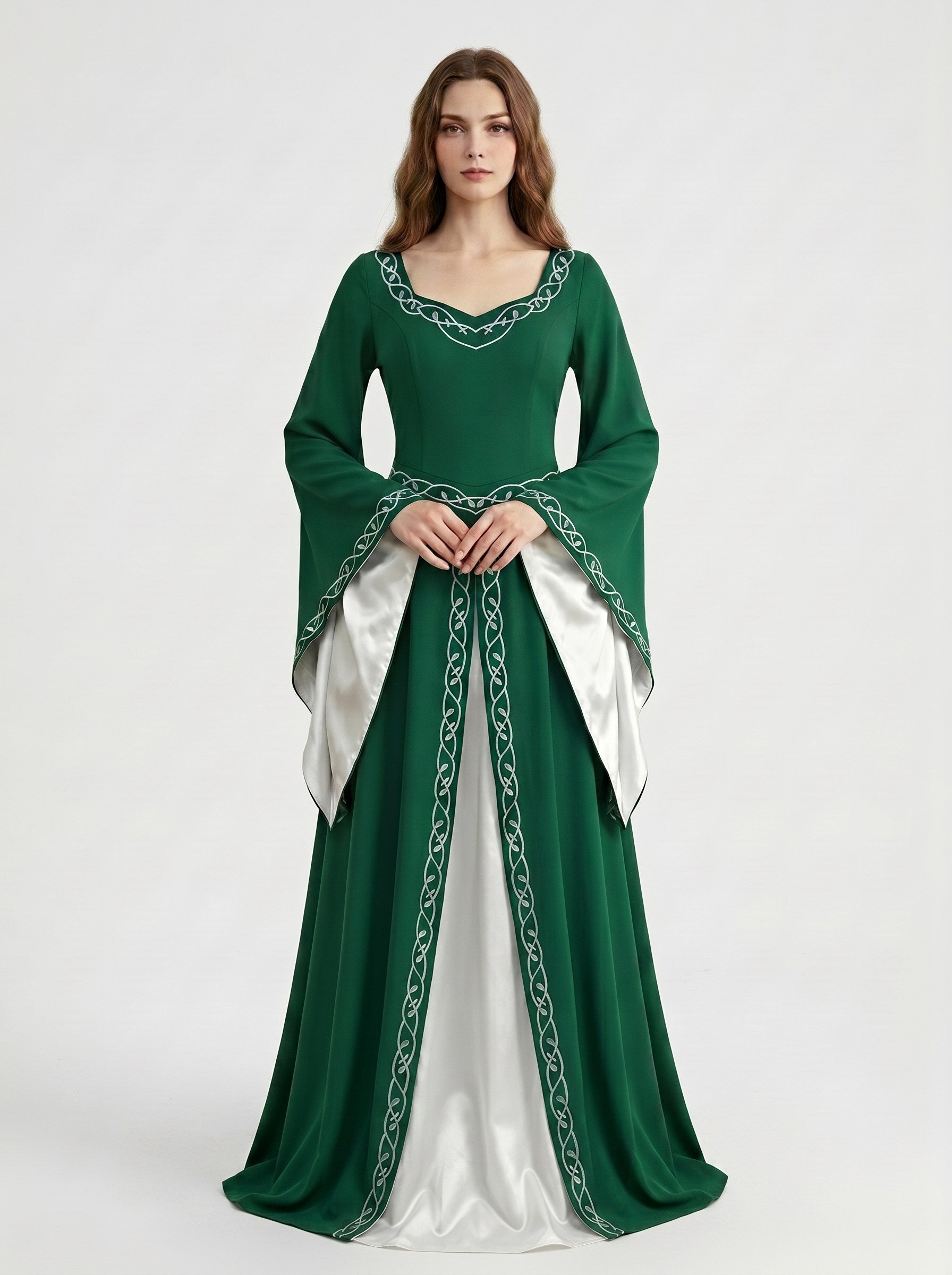 Medieval Vintage Renaissance Dress Viking Celtic Knight Fancy Dress Ankle-Length Embroidery Sweetheart Halloween Carnival Ren Faire LARP  for Women