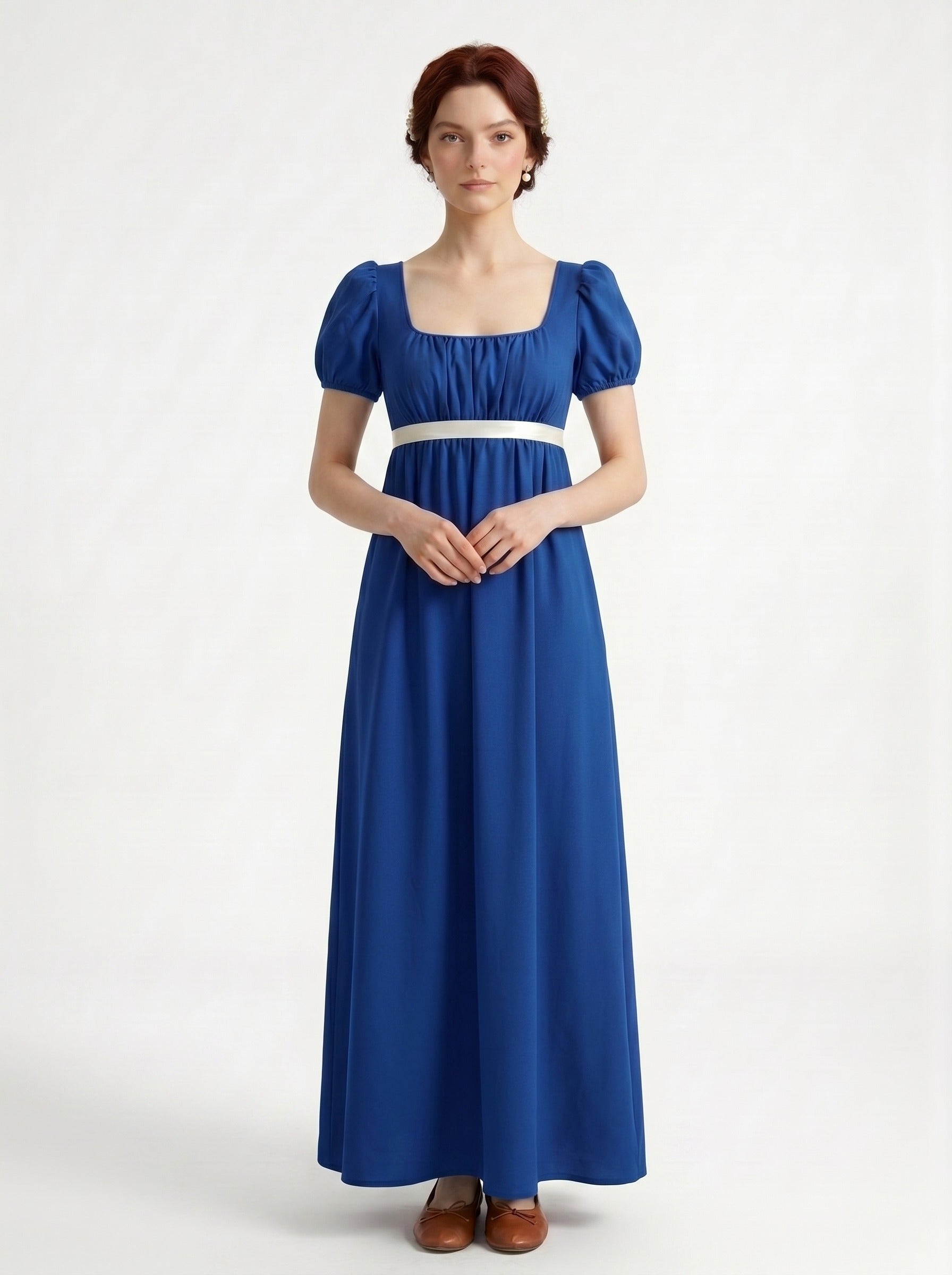 19th Century Vintage Regency Period Noblewoman Solid Color Princess Ankle-Length Square Collar Royal Halloween Carnival Tea Party LARP for Women