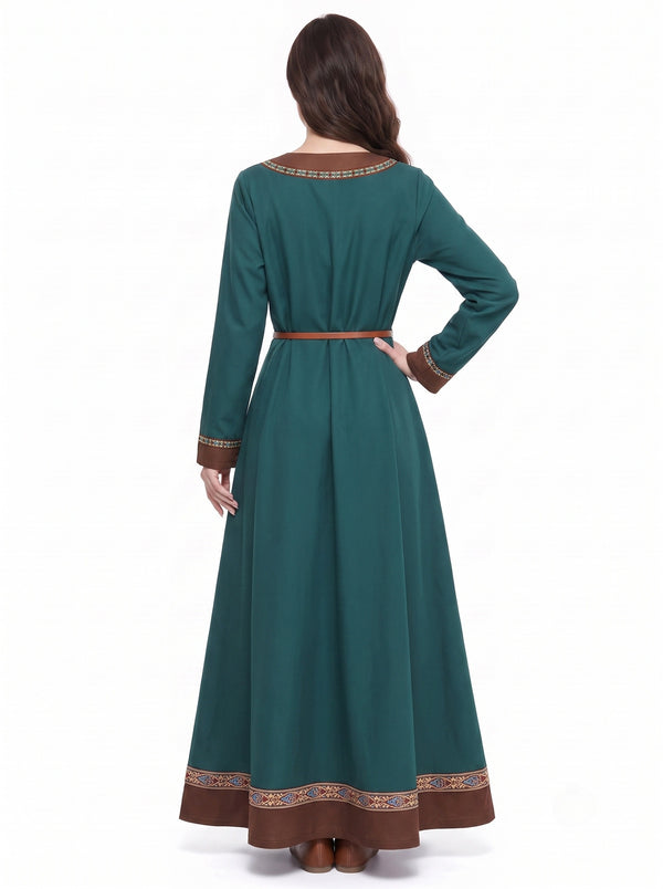 Medieval Retro Vintage Renaissance Dress Fancy Dress A-Line Ankle-Length Long Sleeves Scoop Neck Viking Celtic Knight Carnival Performanc Ren Faire LARP Costume