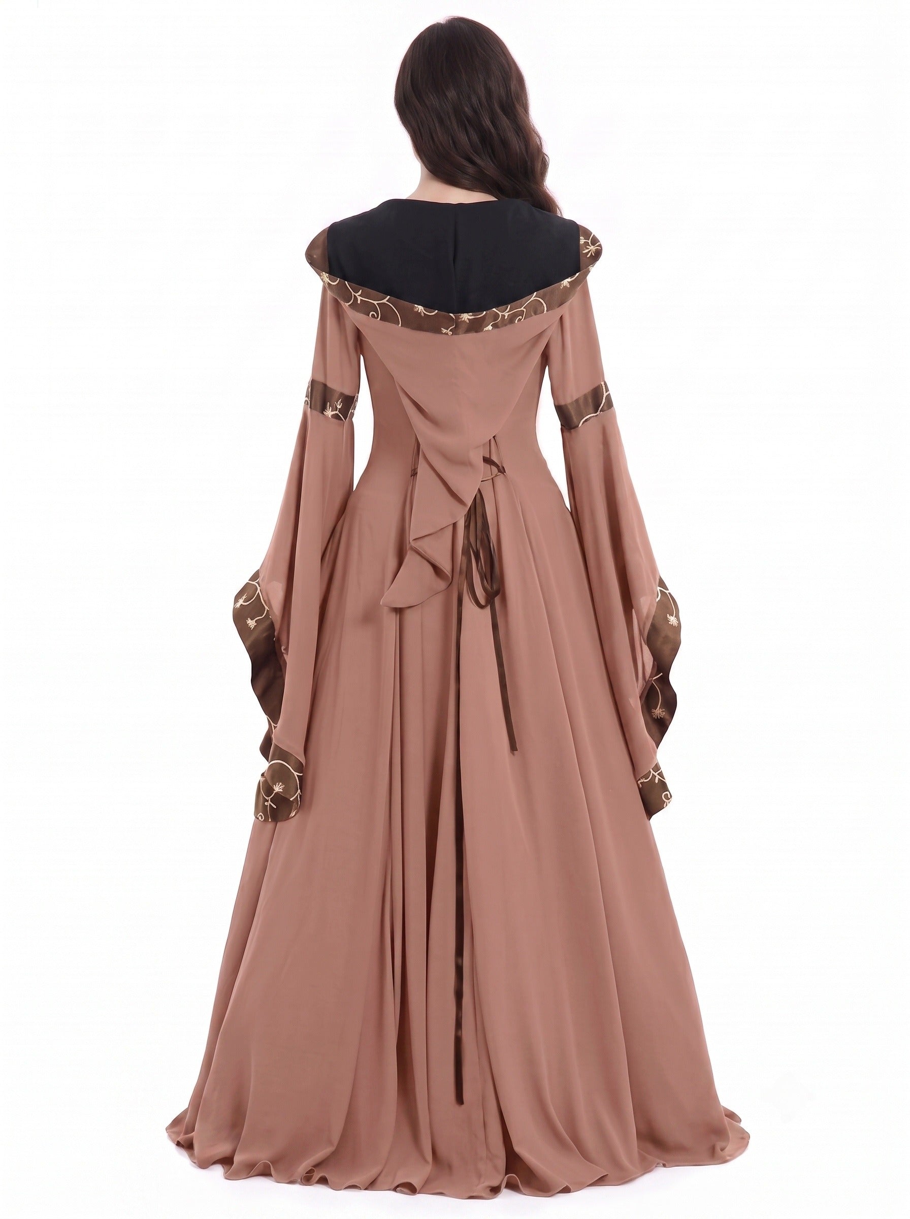 Medieval Vintage Renaissance 18th Century Fancy Dress A-Line Floor-Length Flare Sleeve Square Collar Viking Celtic Fantasy Masquerade Party