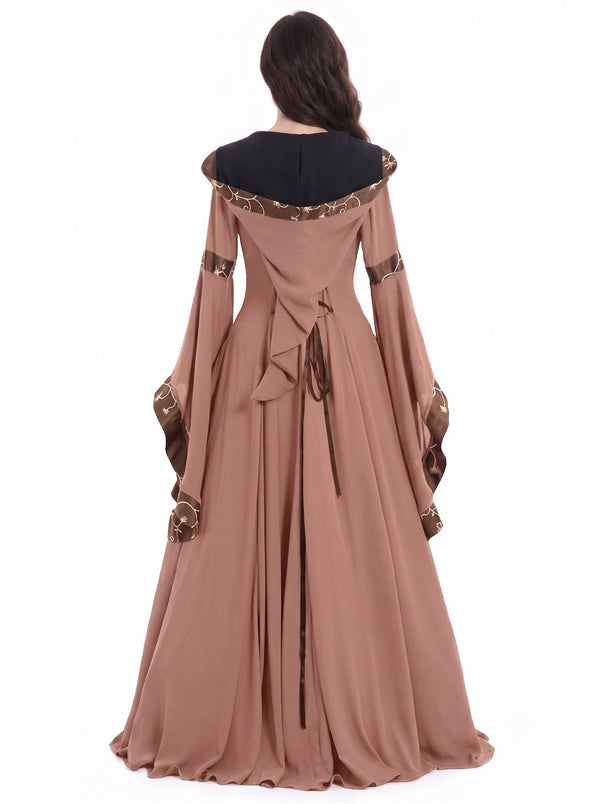 Medieval Vintage Renaissance 18th Century Fancy Dress A-Line Floor-Length Flare Sleeve Square Collar Viking Celtic Fantasy Masquerade Party