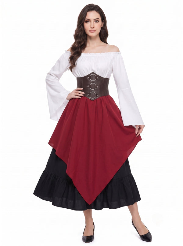 Medieval Retro Vintage Fancy Dress A-Line Corset Off-the-Shoulder Fantasy Viking Elven Halloween Carnival Masquerade LARP Casual Daily