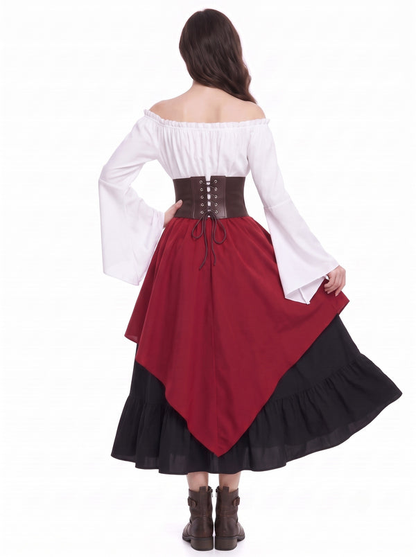 Medieval Retro Vintage Fancy Dress A-Line Corset Off-the-Shoulder Fantasy Viking Elven Halloween Carnival Masquerade LARP Casual Daily