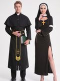 Couple Priest Nun Couple Black Golden Halloween Masquerade Vintage Costume