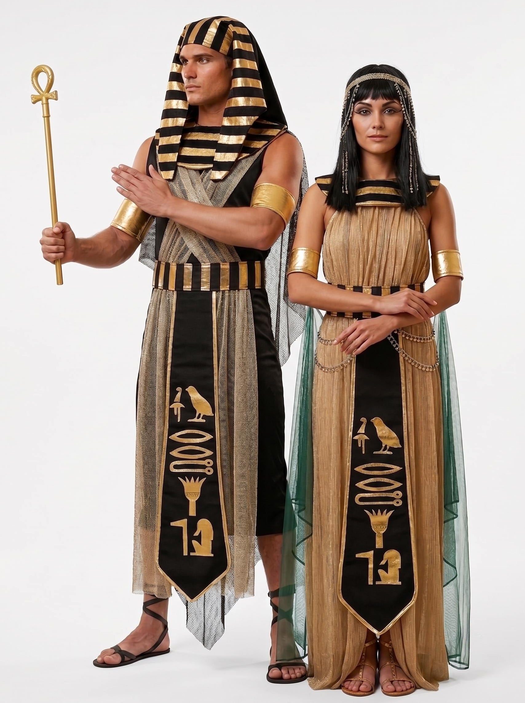 Halloween Simple Black Pharaoh Couple Costume Cosplay Masquerade Set