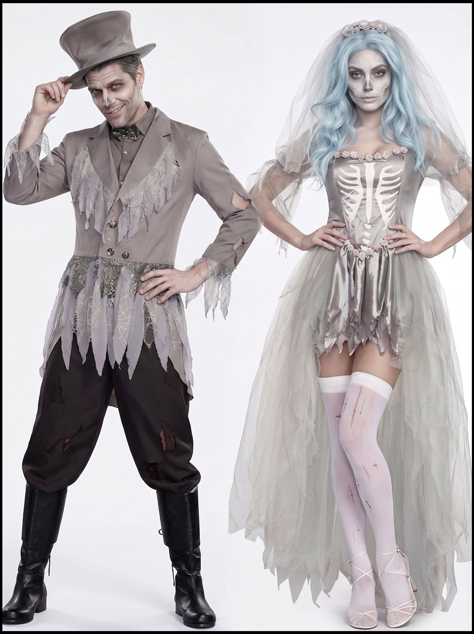 Halloween Party Couple Ghost Movie Scary Masquerade Costumes