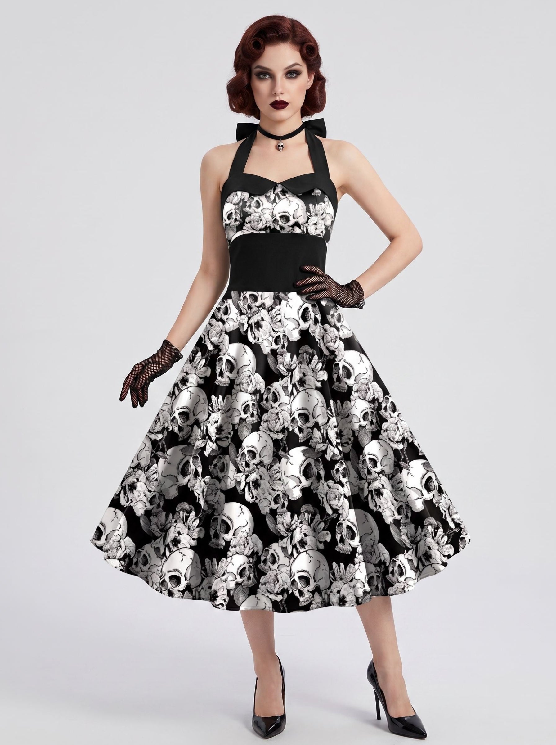 A-Line/Princess Halter Sleeveless Knee-Length Halloween Performance Costumes Dress