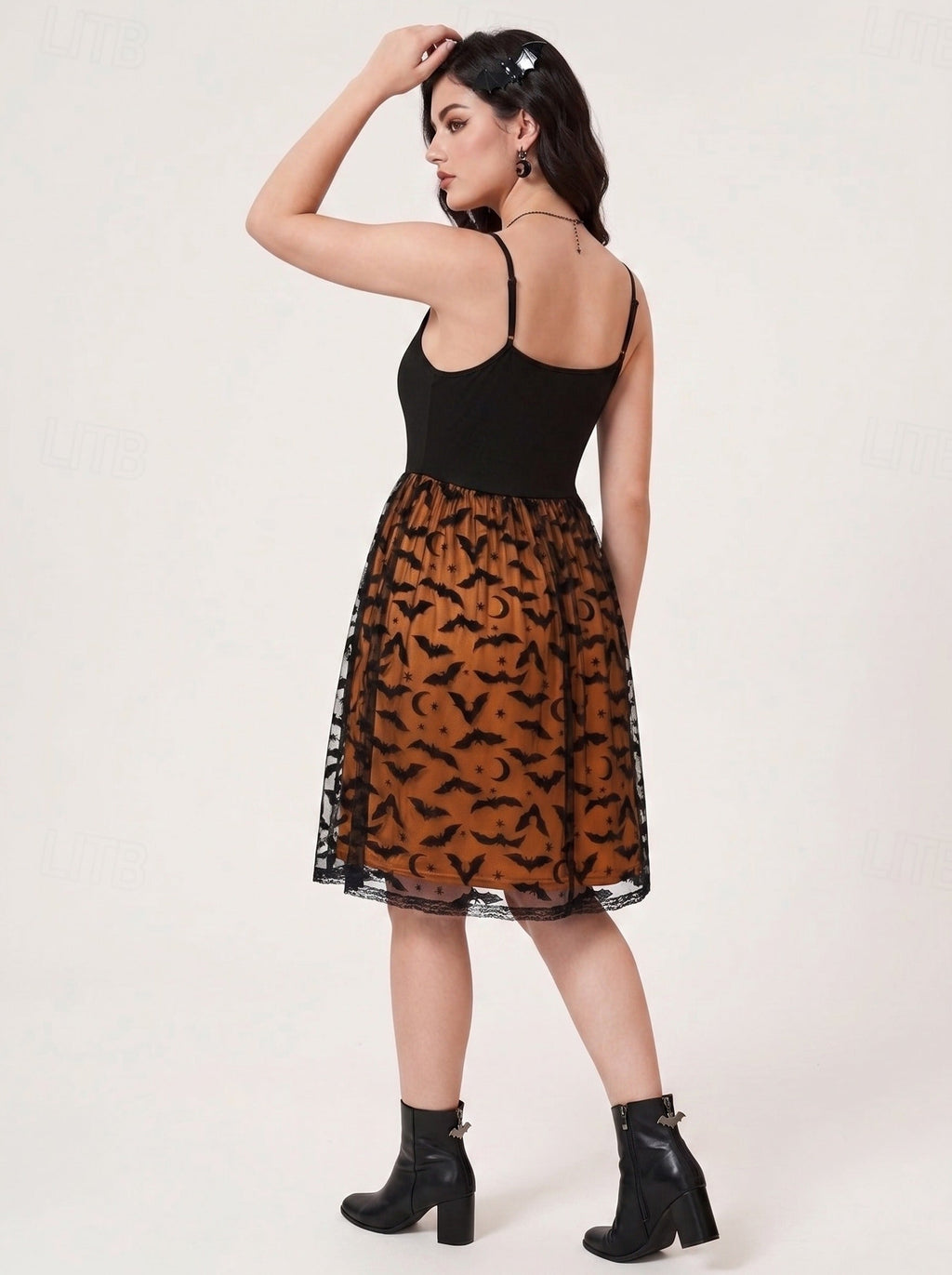 A-Line/Princess Sexy Slip Dress V-Neck Sleeveless Knee-Length Bat Halloween Performance Costumes Dress