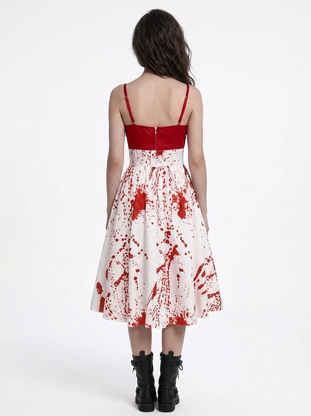 A-Line/Princess Spaghetti Straps Sleeveless Knee-Length Halloween Performance Costumes Dress with Ruffles