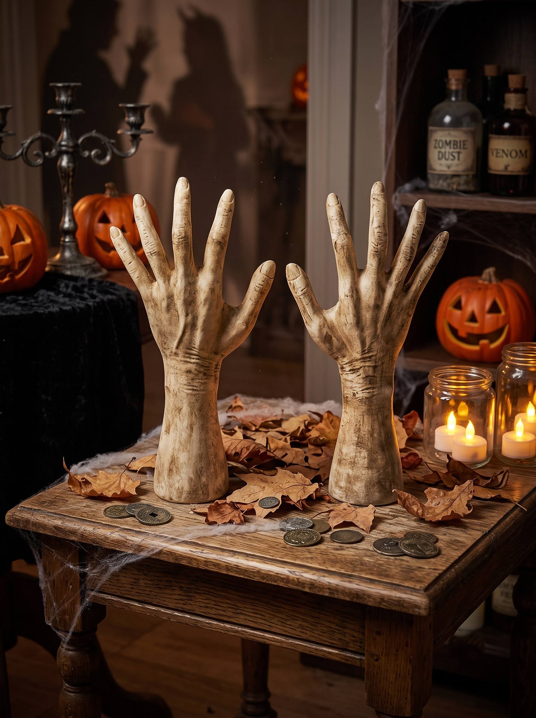 Solar Powered Zombie Hand Glowing Lights Halloween Horror Decoration Props