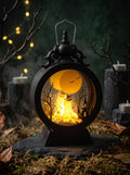 Black Retro Glass Hanging Decoration Round Lantern Halloween Garden Props