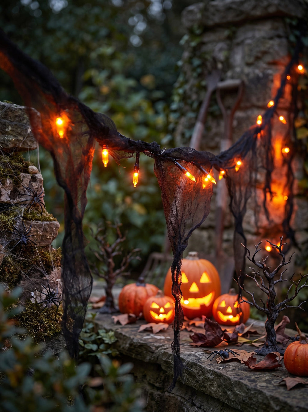 Halloween Black Mesh Gothic Horror Atmosphere String Lights