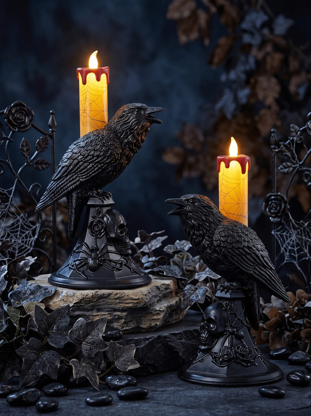 Halloween Black Raven Candle Electronic Desktop Decorative Lights