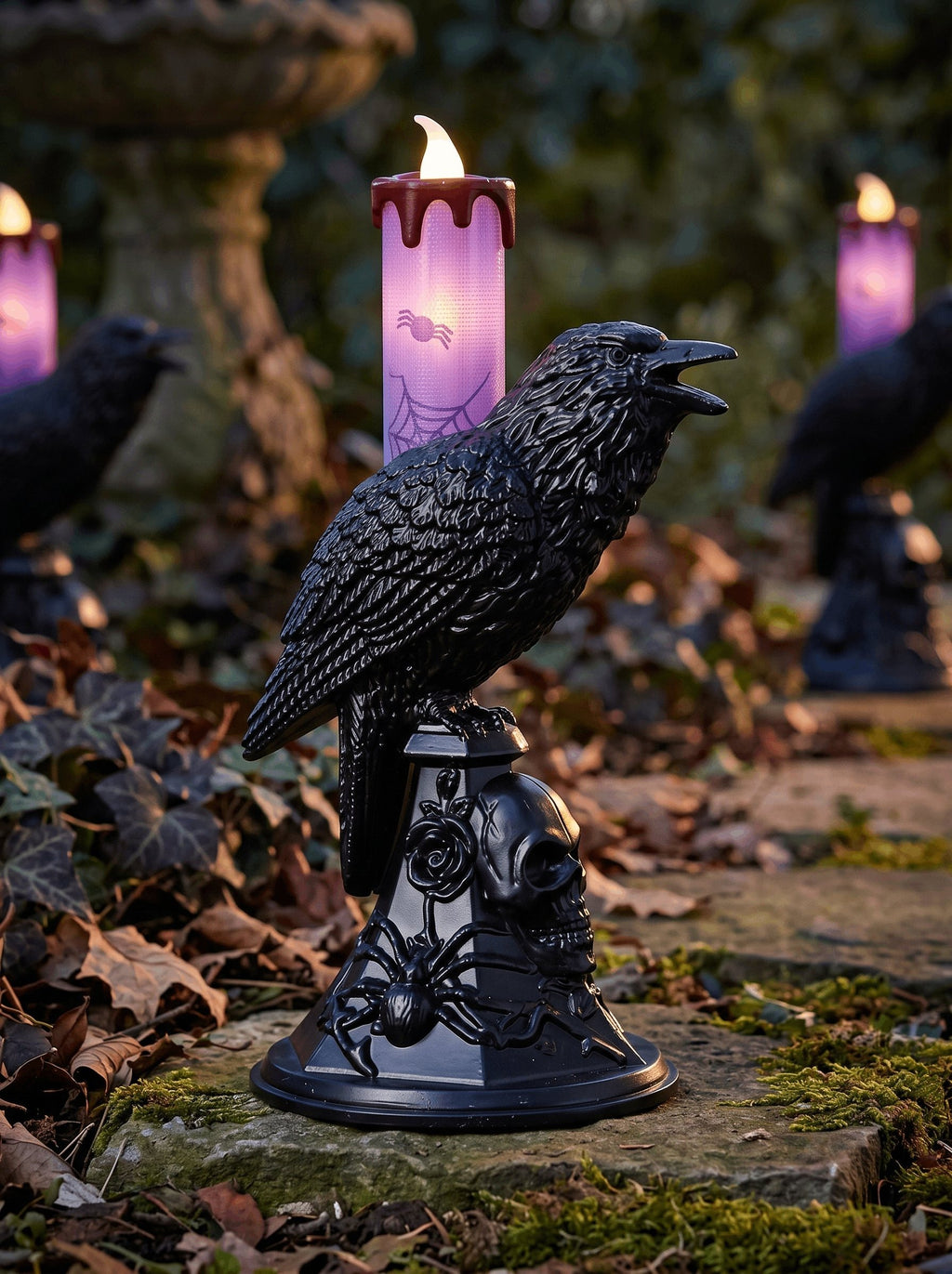 Halloween Black Raven Candle Electronic Desktop Decorative Lights
