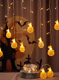 Halloween Cute Realistic Pumpkin Crystal Icicle Curtain String Lights