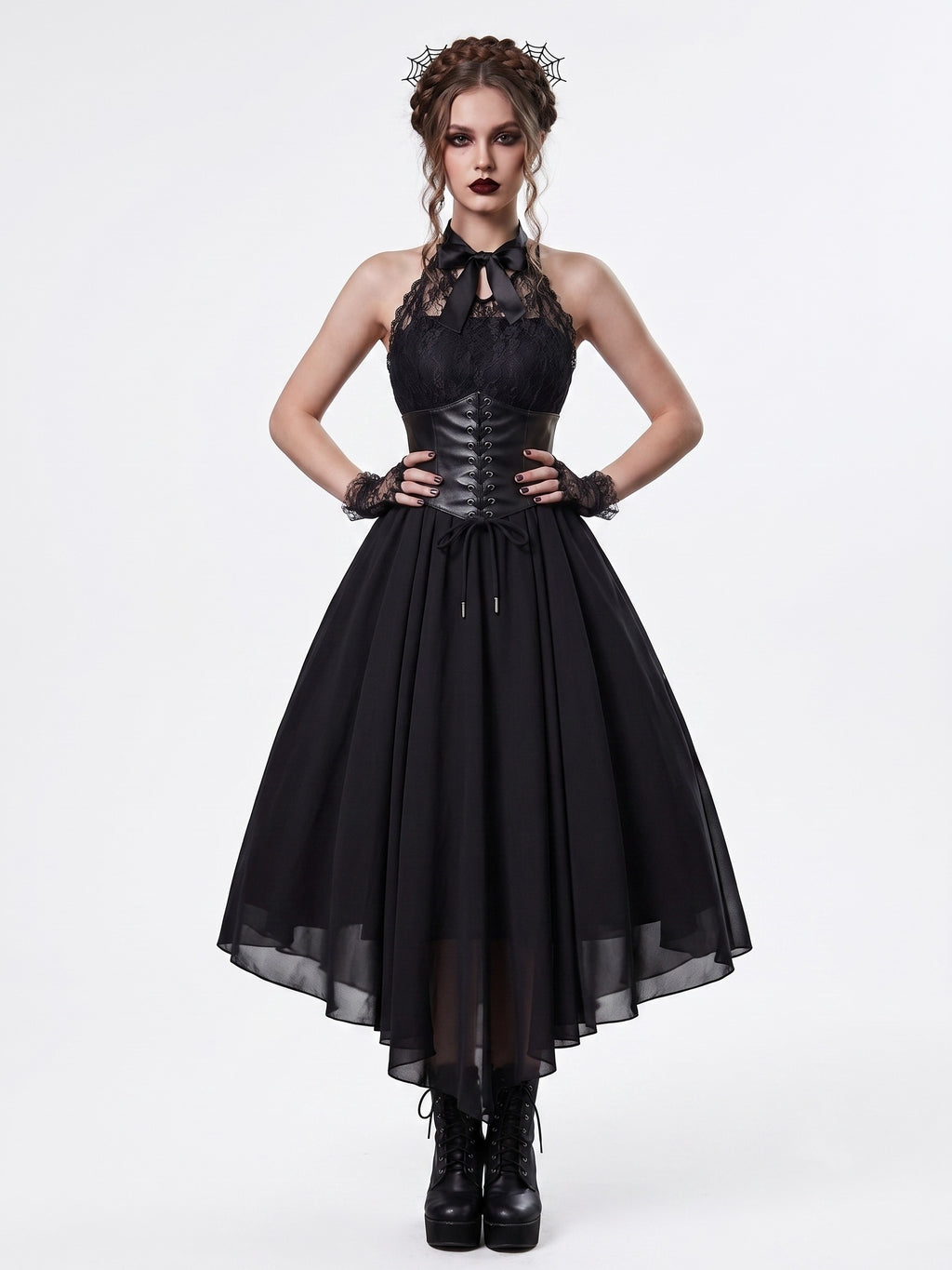 A-Line/Princess Round-Neck Sleeveless Asymmetrical Halloween Performance Costumes Dress with Bowknot