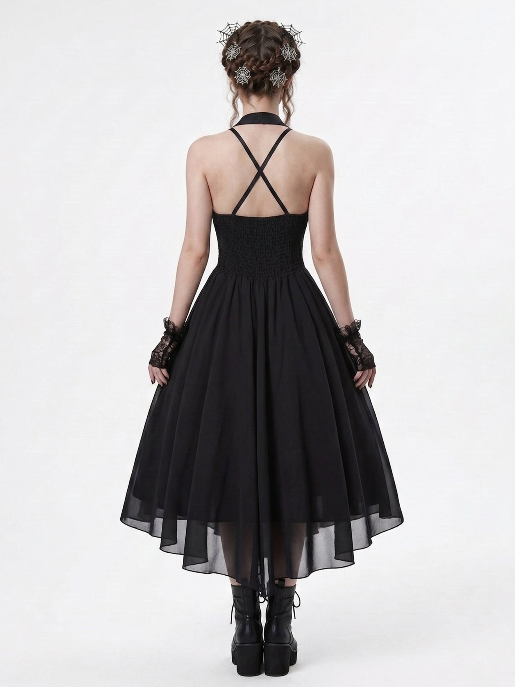 A-Line/Princess Round-Neck Sleeveless Asymmetrical Halloween Performance Costumes Dress with Bowknot