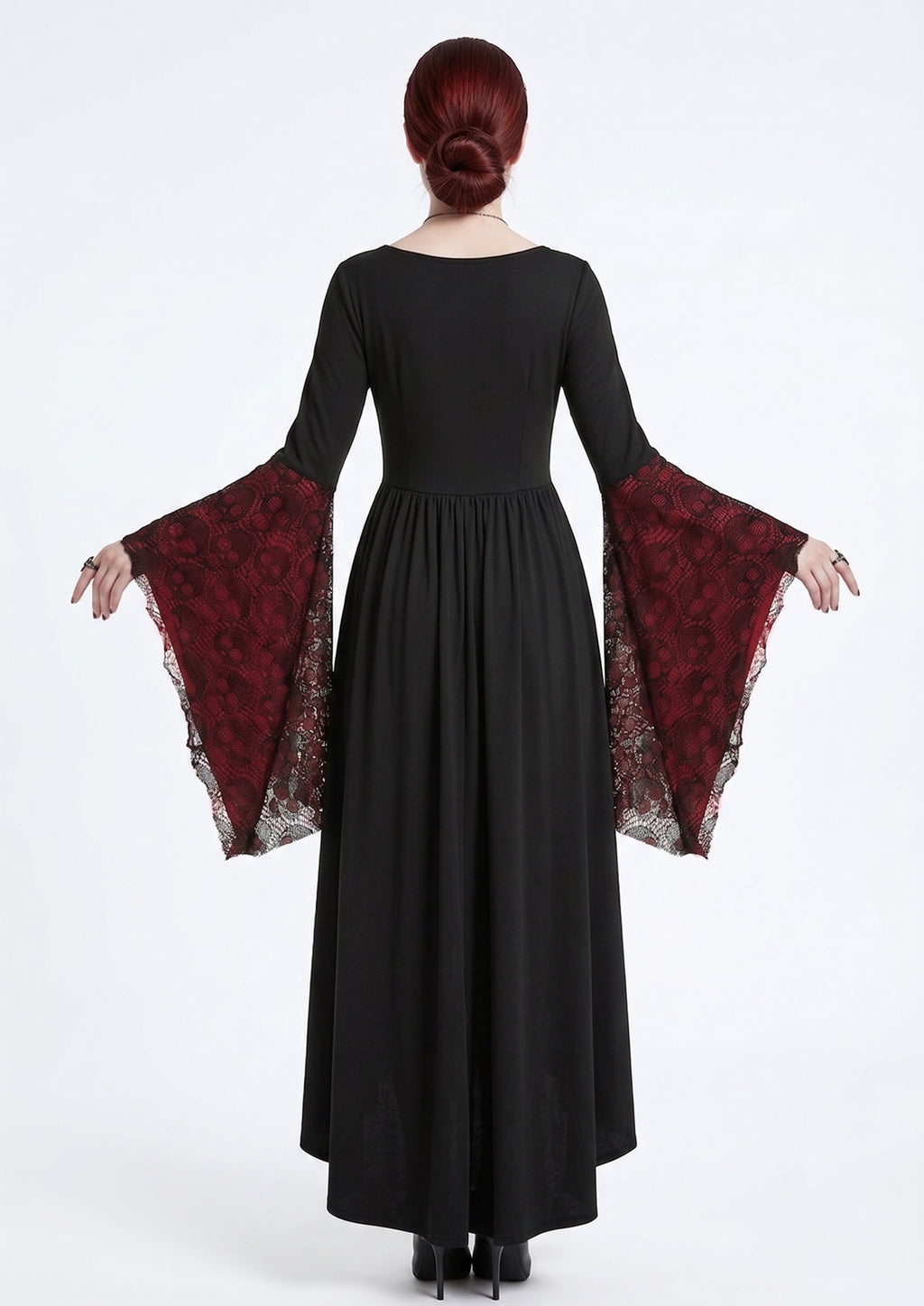 A-Line/Princess Square Neck Long Sleeves Floor-Length Retro Vintage Punk & Gothic Medieval Halloween Dress