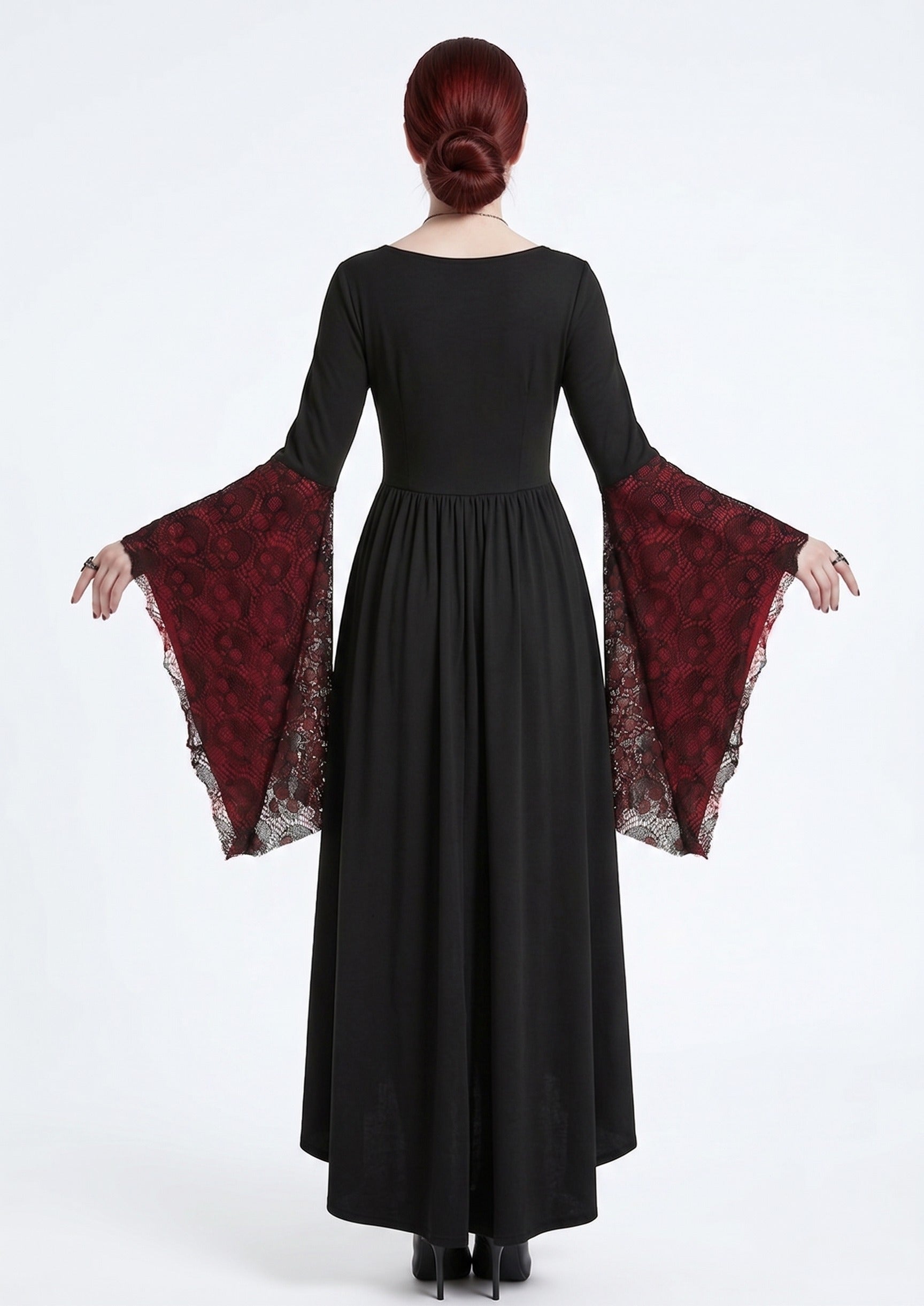 A-Line/Princess Square Neck Long Sleeves Floor-Length Retro Vintage Punk & Gothic Medieval Halloween Dress