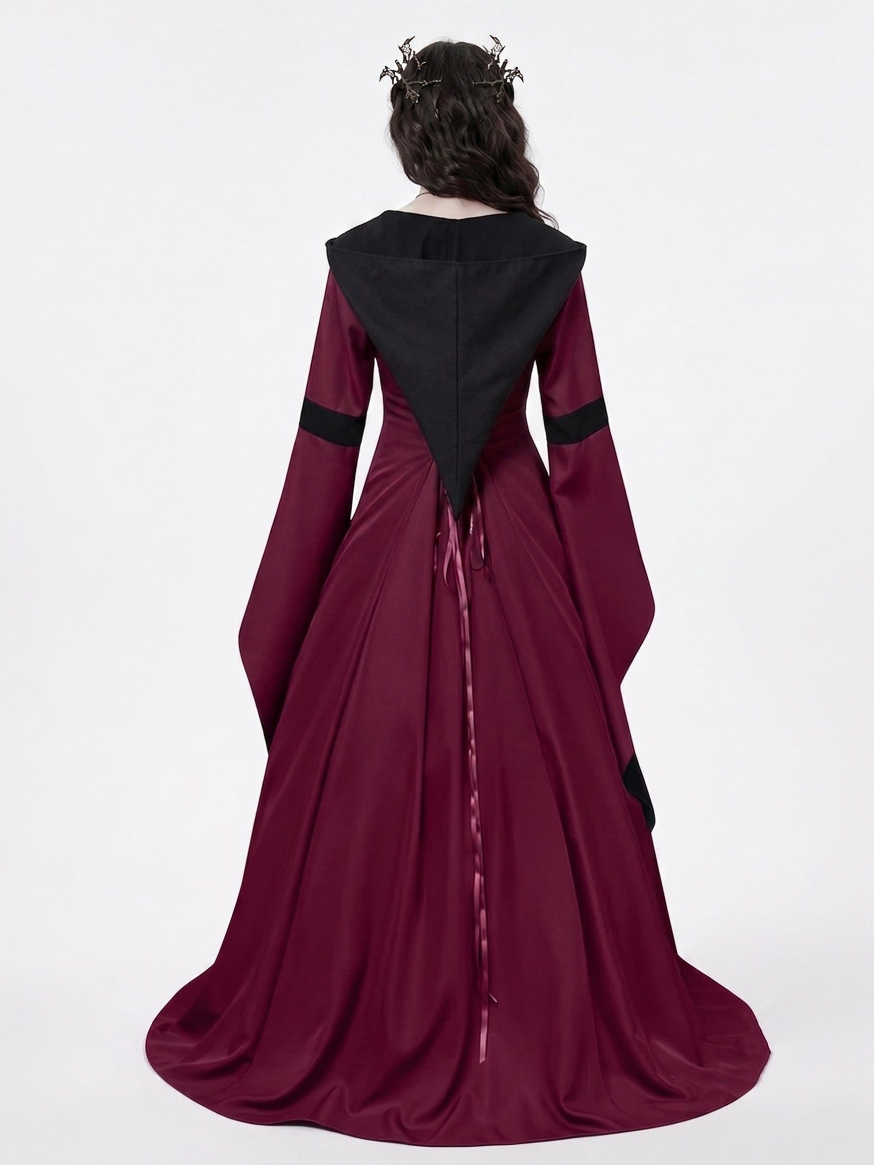 Retro Vintage Medieval A-Line/Princess Square Neck Long Sleeves Floor-Length Royal Halloween Performance Costumes Dress