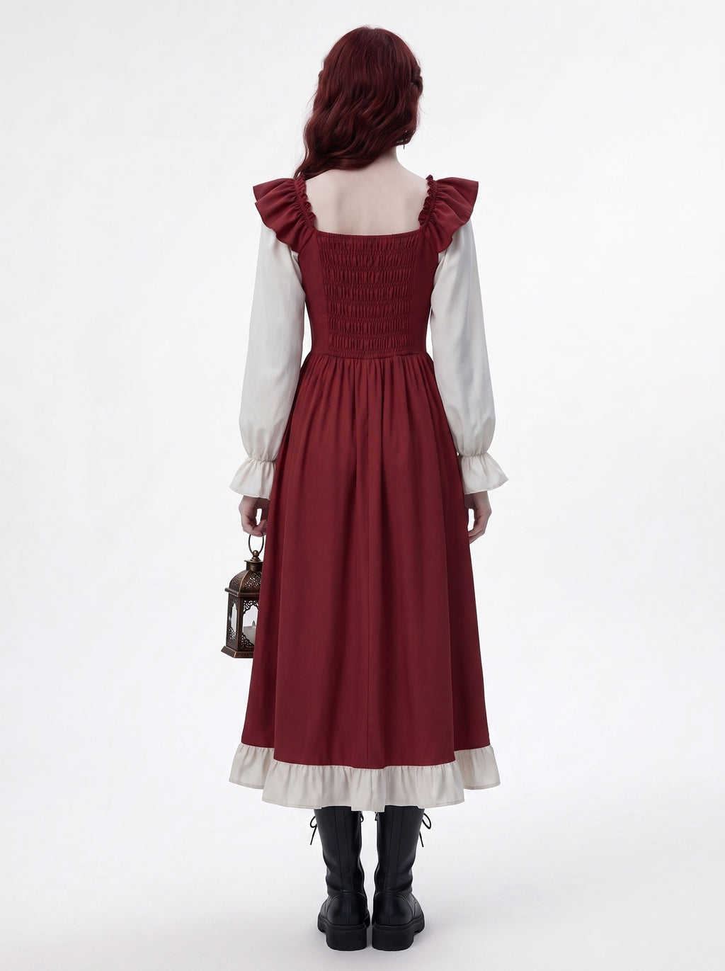 A-Line/Princess Round Neck Long Sleeves Floor-Length Ireland Medieval Vintage Cosplay Halloween Dress