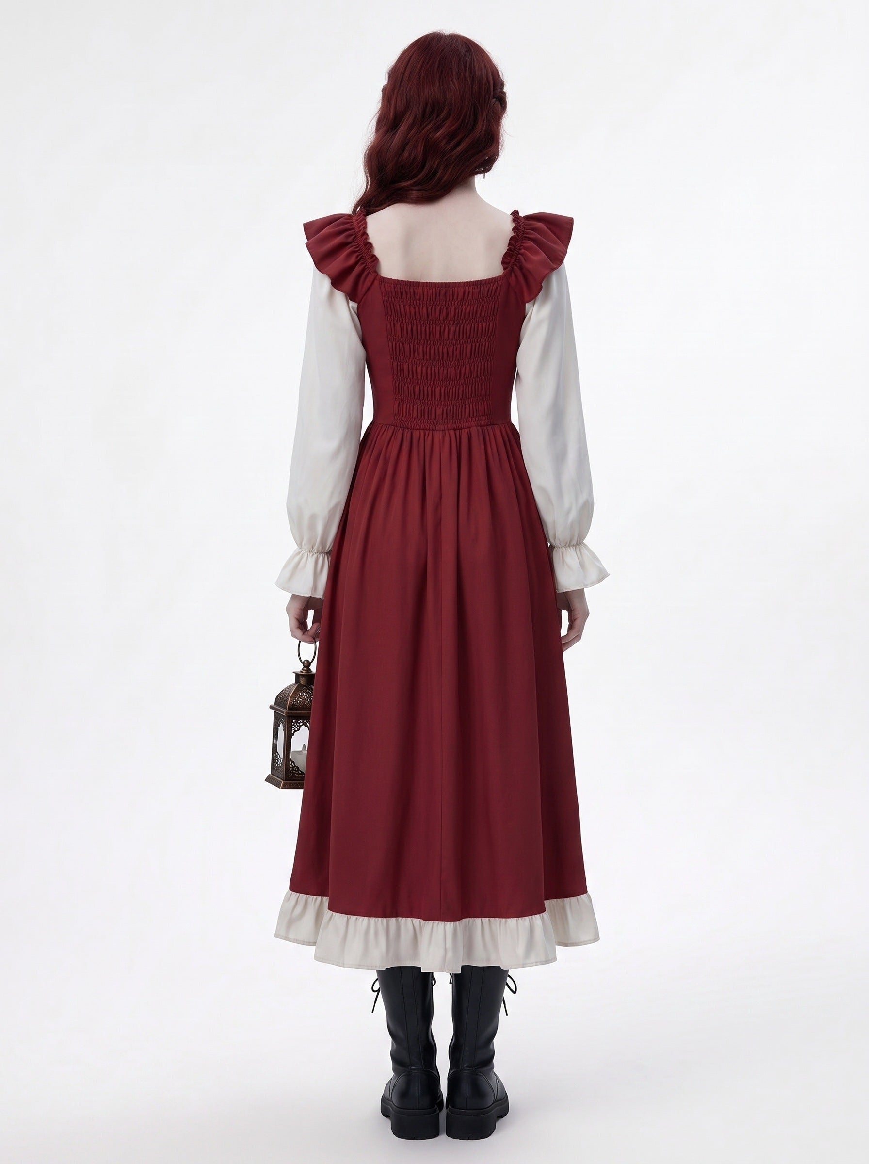 A-Line/Princess Round Neck Long Sleeves Floor-Length Ireland Medieval Vintage Cosplay Halloween Dress