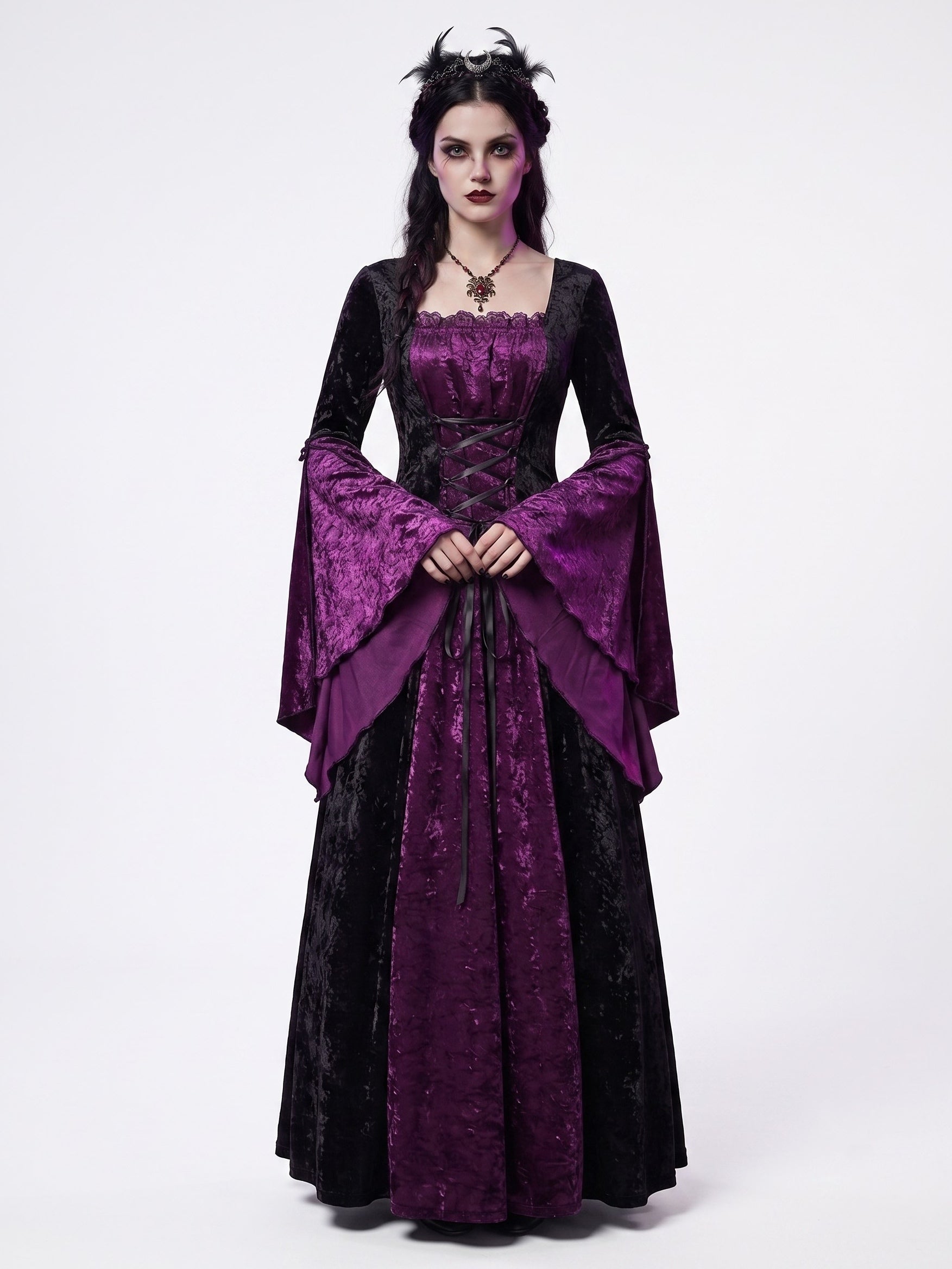 A-Line/Princess Off-the-Shoulder Long Sleeves Floor-Length Vintage Dress