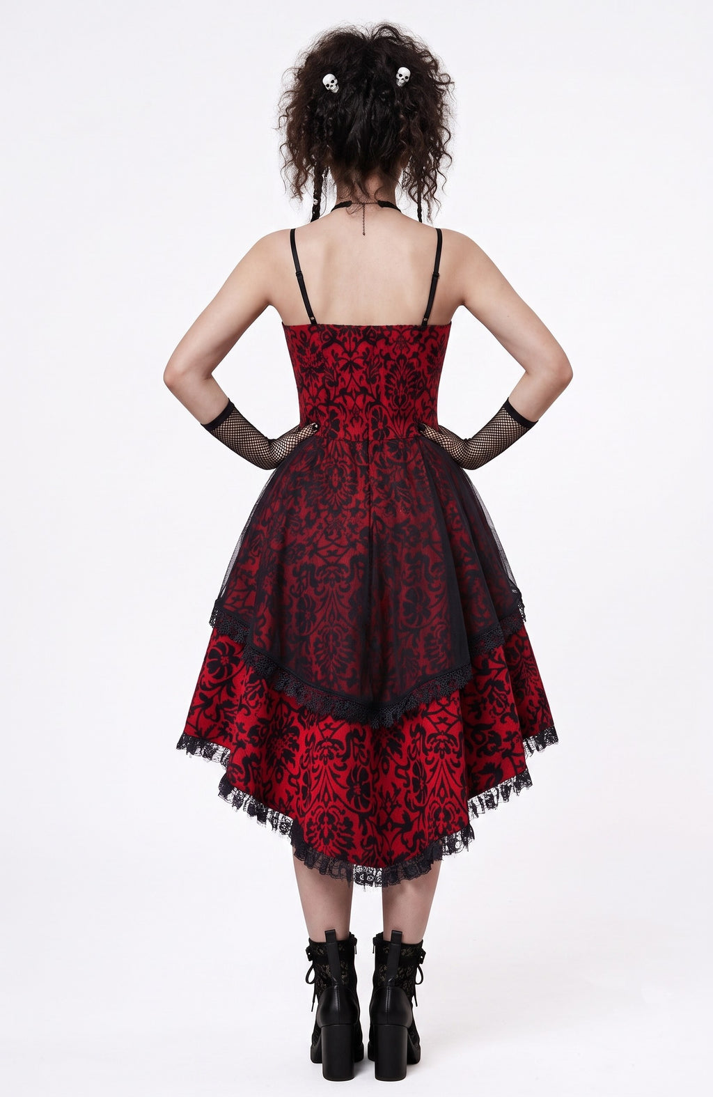A-Line/Princess Spaghetti Straps Sleeveless Asymmetrical Halloween Performance Costumes Dress With Lace