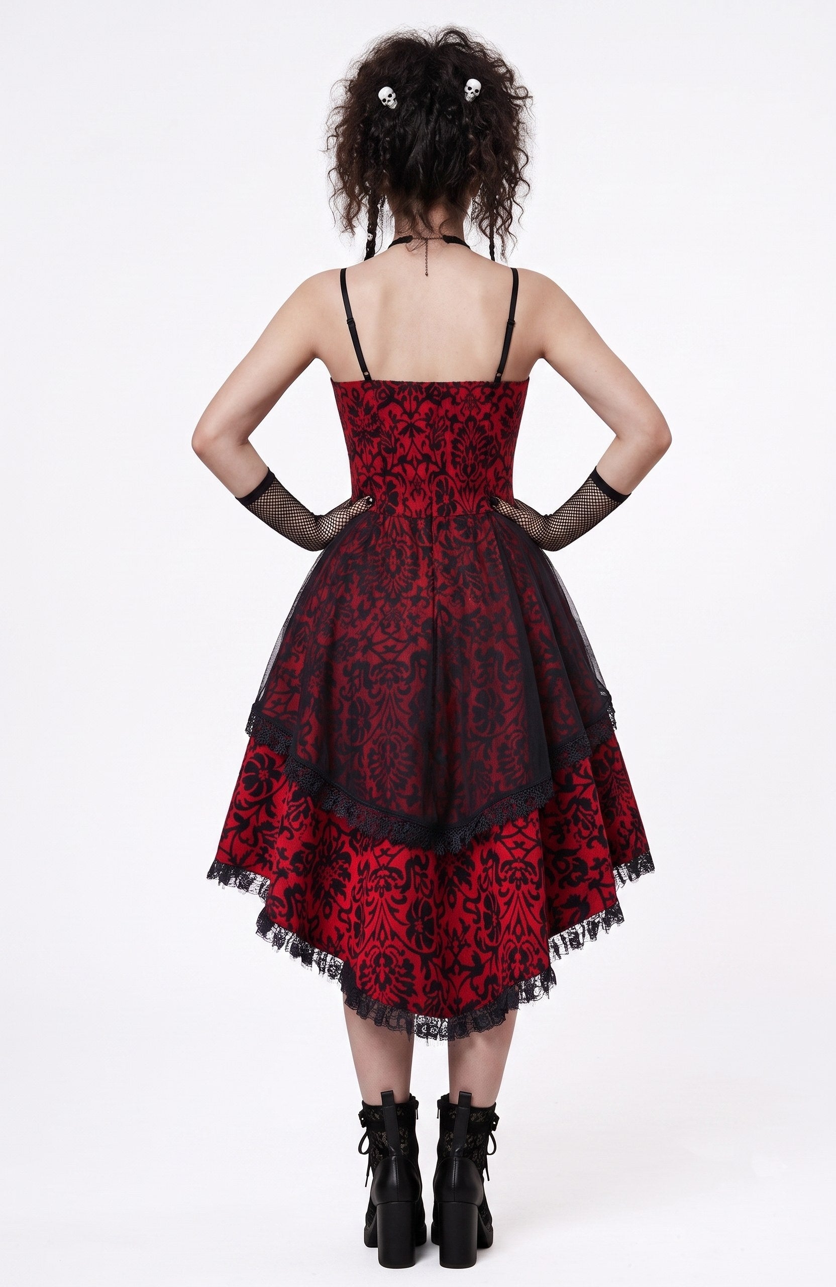 A-Line/Princess Spaghetti Straps Sleeveless Asymmetrical Halloween Performance Costumes Dress With Lace