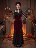 A-Line/Princess Jewel Neck Long Sleeves Ankle-Length Halloween Performance Costumes Dress with Lace